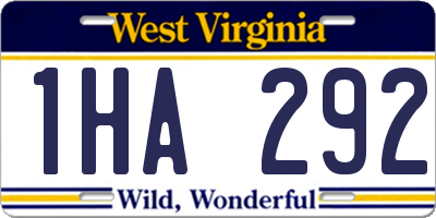 WV license plate 1HA292