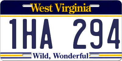 WV license plate 1HA294