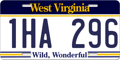 WV license plate 1HA296