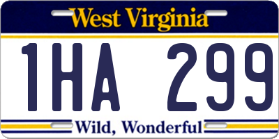 WV license plate 1HA299