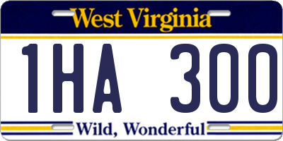 WV license plate 1HA300