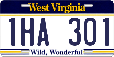 WV license plate 1HA301
