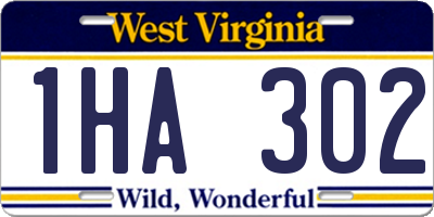 WV license plate 1HA302