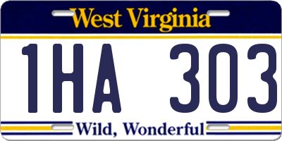 WV license plate 1HA303