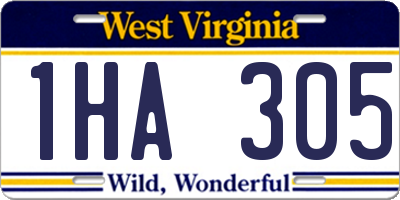 WV license plate 1HA305