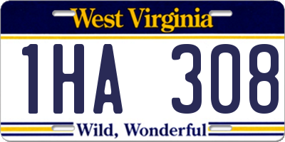 WV license plate 1HA308