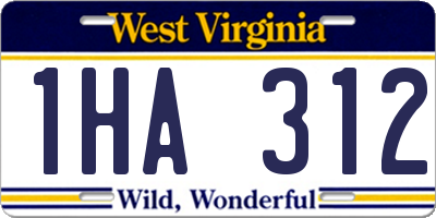 WV license plate 1HA312