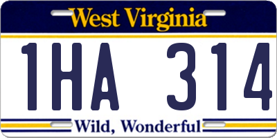 WV license plate 1HA314