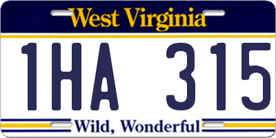 WV license plate 1HA315