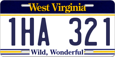 WV license plate 1HA321