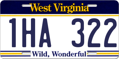 WV license plate 1HA322