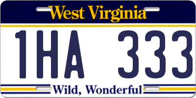 WV license plate 1HA333