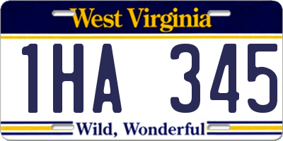 WV license plate 1HA345