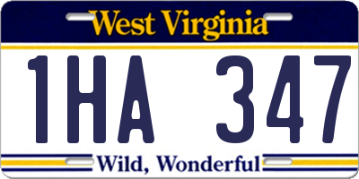 WV license plate 1HA347
