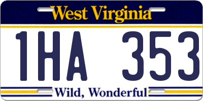 WV license plate 1HA353