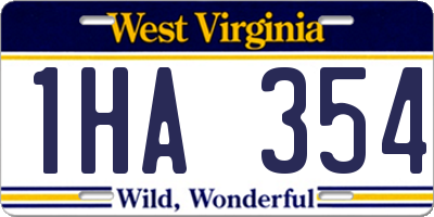 WV license plate 1HA354