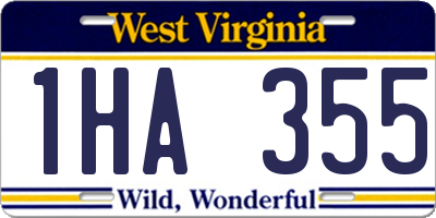 WV license plate 1HA355