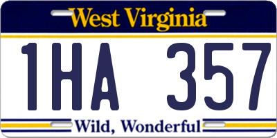 WV license plate 1HA357