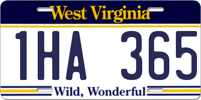 WV license plate 1HA365