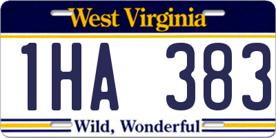 WV license plate 1HA383