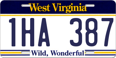 WV license plate 1HA387