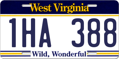 WV license plate 1HA388