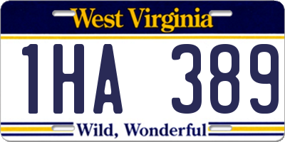 WV license plate 1HA389