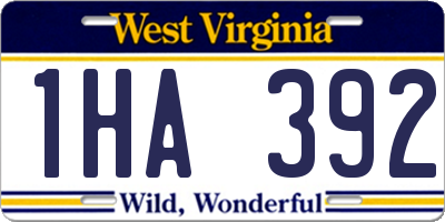 WV license plate 1HA392