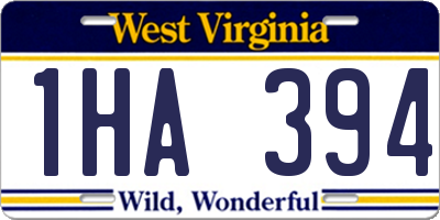 WV license plate 1HA394