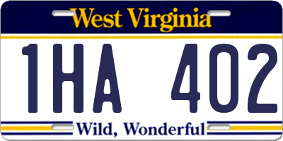 WV license plate 1HA402