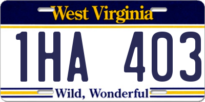 WV license plate 1HA403