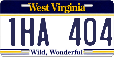 WV license plate 1HA404