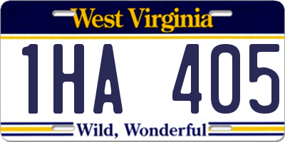 WV license plate 1HA405