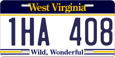 WV license plate 1HA408