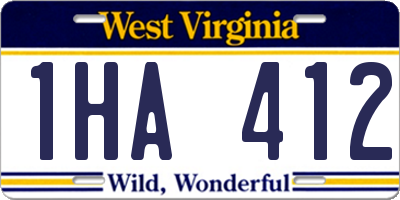 WV license plate 1HA412