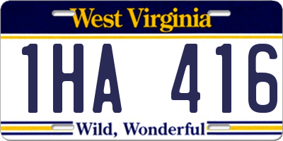 WV license plate 1HA416