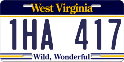 WV license plate 1HA417