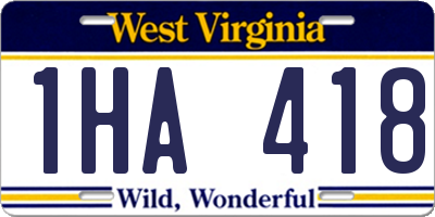 WV license plate 1HA418
