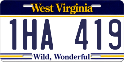 WV license plate 1HA419
