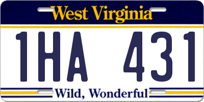 WV license plate 1HA431