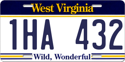 WV license plate 1HA432