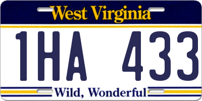 WV license plate 1HA433