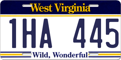 WV license plate 1HA445