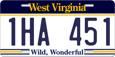 WV license plate 1HA451