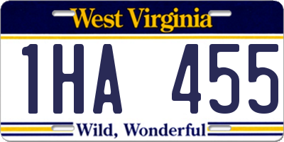 WV license plate 1HA455