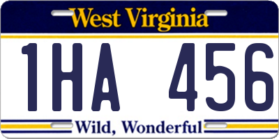 WV license plate 1HA456