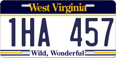 WV license plate 1HA457