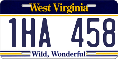 WV license plate 1HA458