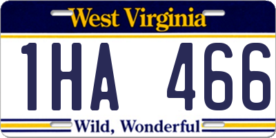 WV license plate 1HA466