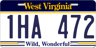 WV license plate 1HA472